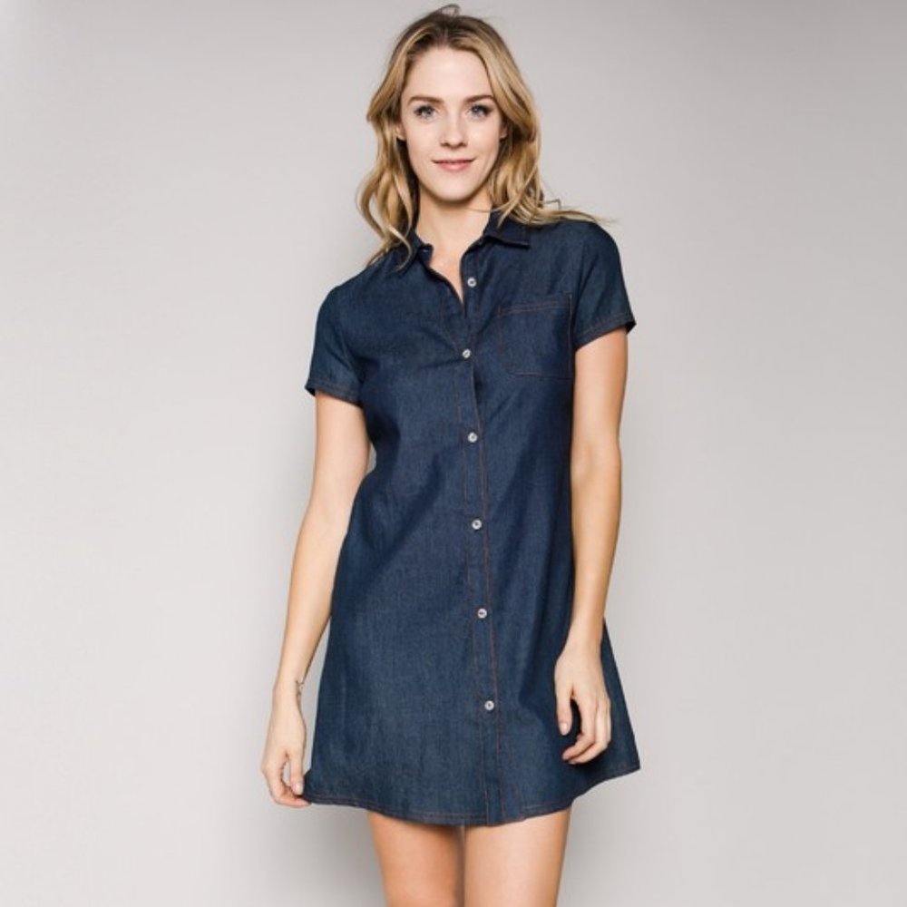 Dark Blue Denim Mini Dress